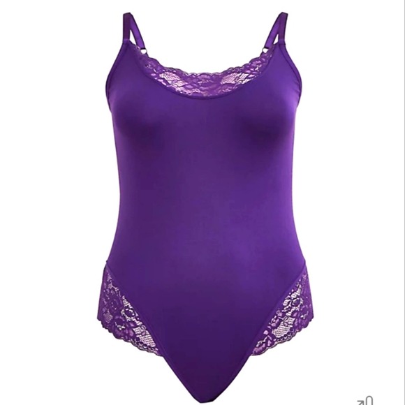 Torrid Scoop Neck Bodysuit Seamless Lace Flirt Purple Size Large - Picture 2 of 6